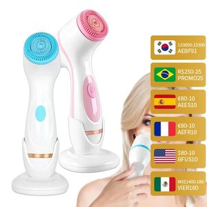 Ferramentas de limpeza Acessórios 3 em 1 Vibrador Máquina de limpeza à prova d'água Escovas de limpeza facial Limpador de esfoliação de pele Limpador de escova de silicone 231128