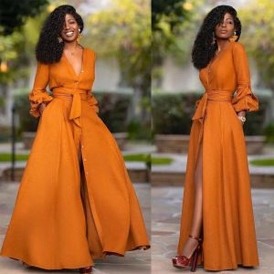 QNPQYX New Casual Women Dresses Elegant Split Maxi Women Autumn Deep V Neck Long Sleeve Party Dress Ladies Sexy Slim Plus Size African Clothes