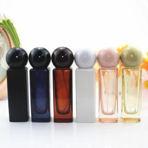 Parfymflaska 30 ml glas färgglad sfärisk lock parfym atomizer påfyllningsbar kosmetisk sprutflaska