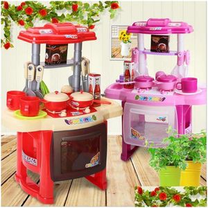 Cozinhas Jogar Comida Atacado- Crianças Conjunto de Cozinha Crianças Brinquedos Grande Cozinhar Simação Modelo Jogar Brinquedo para Menina Bebê Drop Delivery Brinquedos Dh5eg