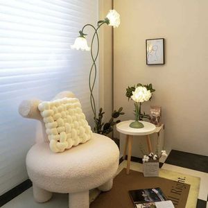 Floor Lamps Vintage Pastoral Style Living Room Floor Lamps Green Color Flower Shape Glass Sconces Bedroom Standing Floor Light LED E27 W0428