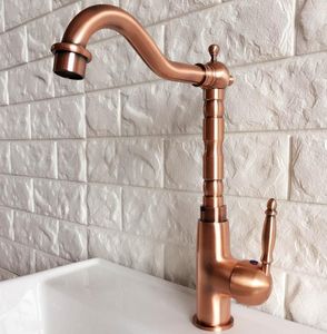 Kitchen Faucets Basin Faucet One Hole Deck Mounted Vanity Red Copper Bathroom Sink Taps Cold And Water Mixer Tap Dnf413