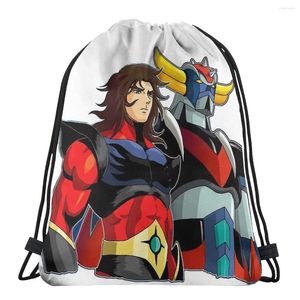 Einkaufstaschen Goldrake UFO Robot Grendizer und Actarus Drawstring Travel Wasserdichte Aufbewahrung Organize Bundle Pocket Rope Bag