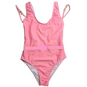 Designer badkläder rosa en bit bikini tryckt baddräkt för kvinnor sommarstrand surf bikini