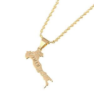 Small Cute 18K Gold Plated Italy Map Pendant Italian Italie Necklace Fashion Gold Chain2944