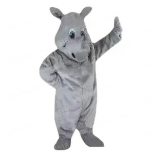 Tamanho adulto Gray Rhino Mascot Costume Cartoon Tema Personagem Carnaval Unisex Halloween Festa de aniversário Fancy Fancy Outdoor Fort For Men Women