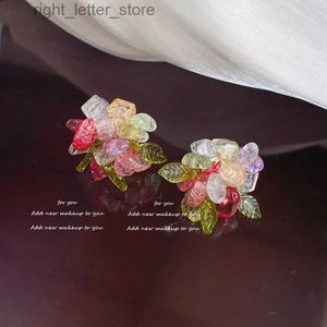 Stud Original Design Colorful Stones Flower Dew Earrings Exquisite Small and Delicate Stud Earrings Sweet Ear Pins for Women 0249 YQ231128