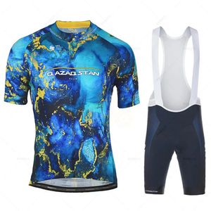 Cykeltröja sätter Frankrike Qazaqstan Summer Team Set Short Sleeve Clothing Suit Road Bike Shirts MTB Wear Ciclismo Hombre 231128