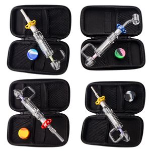 Headshop214 CSYC NC063 Cam Bong Sigara Boru Torbası Seti 14mm Seramik Kuvars Tırnak Klipsi Dabber Aracı Silikon Kavanoz Yaklaşık 8.15 inç OD 25mm Z tarzı Dab Teçhizat Kestan El Boruları