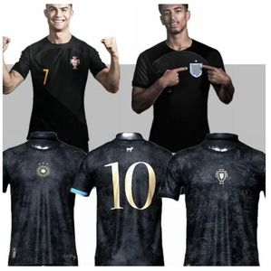 Set di calcio/tute da tracce 2023 2024 Argentina Portogallo Inghilterra Brasile La Siu La Pulga Jersey Special Messis Ronaldo Bellingham Black Shirt Uniforms