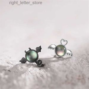 Stud New Creative Angel and Devil Stud Earrings Asymmetric Opal Planet Astronaut Cute Animal Cat Earrings For Women Party Jewelry YQ231128