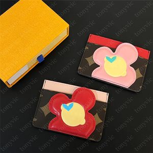 Kvinna designer korthållare vivienne tecknad lyxig liten plånbok klassiska bokstäver läder korthållare blomma mode mini handväska med låda
