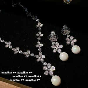 Wedding Jewelry Sets 2023 Trendy Vintage Freshwater Pearls S925 Silver Necklace Earrings for Women Banquet Antique Fine 231129