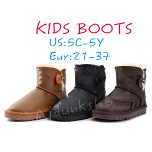 Australian Snow Mini Boots Classic Suede Wool E Winter Shoes Bailey Bow Short Button Boot Triplet Booties For Kidd Toddlers Size Us5c-5Y