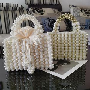 Kvällspåsar Pearl Beaded Women's Small Handbag Wedding Clutch Bag för Bridal Luxury Elegant Party Party ZD1942267B