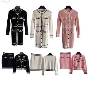 Elbiseler Sıradan kazak skir İki parça etek kısa kollu örme bez tasarımcı kıyafetleri nedensel aşınma örgü kıyafetler 2 farklı tasarımlar b1