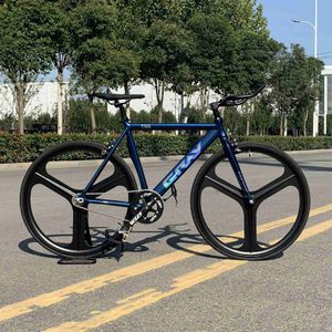 Велосипеды СЕРЫЙ F10 Track Bicyc Вилка из алюминиевого сплава с 3 спицами Магниевые колеса Фиксированная передача Freewheel Fixie Bike OTA 48T Шатуны Q231129