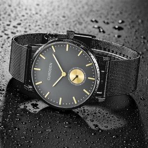 Wristwatches 2022 Mens Stainless Steel Mesh Band Minimalist Ultra-Thin Quartz Analog Wrist Watch Waterproof Relogio Masculino Watc232A