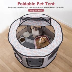Mats Portable Pet Cage Folding Pet Tent Outdoor Dog House Octagon Cage Bed For Cat Indoor Playpen Puppy Cats Kennel Accessories Room