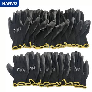 Hand Protection Work Gloves Flexible PU Coated Nitrile Safety Glove for Mechanic working Nylon Cotton Palm CE EN388 OEM