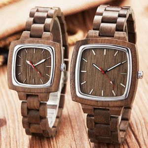 Нарученные часы пара деревянные часы мужской браслет -запястье часы натуральные настоящие ореховые деревянные циферблаты Quartz.