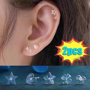 Stud 1pairs Mix Styles Hypoallergenic Simple Plastic Stud Earrings Clear Ear Pins Needle Resin Earring Backs DIY Ear Accessories YQ231128