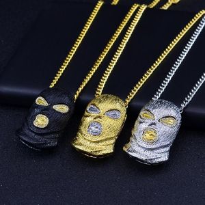 Hip Hop CSGO Pendant Necklace Mens Punk Style 18K Alloy Gold Silver Plated Mask Head Charm Pendant High Quality Cuban Chain287G