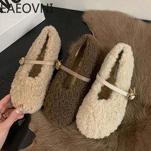 Women Dress Lambhair Autumn Spring Fashion Buckle Ladies Flats Women s Comfort Warm Steet Style Shoes Shoe