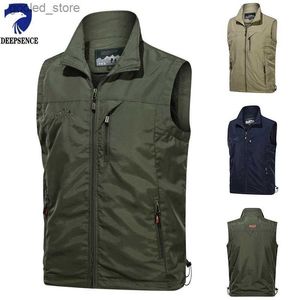 Mäns västar 2023 Spring och Autumn Outdoor Quick-Dry Vest Men's Casual Photography Fishing Multi-Pocket Vest Jacket Workwear Big Vest Q231129