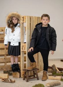 Daunenmantel AS Fashion Matte Bombermäntel für Kinder, warme Daunenjacke mit abnehmbarem Naturfell 231129