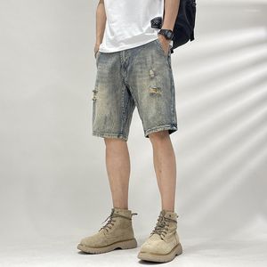 Мужские джинсы разорванные джинсовые шорты летние огорченные мужчины наполовину брюки молодые мальчики Слим посадка растянута плюс 42 40 38 царапин.