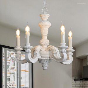 Pendant Lamps Pillar Wooden Chandelier Lighting Vintage White Retro Chandeliers For Baby Room Home Interior Bedroom Living