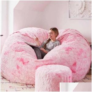 Chair Covers Ers Nt Sofa Er Soft Comfortable Fluffy Fur Couch Bean Bag Solid Color Anti-Fading Lazy Bedroom Sliper Drop Delivery Hom Dh7Hk