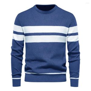 Men's Sweaters 2023 Autumn Winter High-Quality Color Matching Sweater Men Pullover Long Sleeved Top Daily Casual Male Clothing