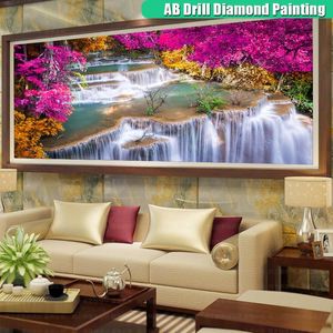 Stich AB -Bohrer Mosaik Diamont Stickerei Landschaft Kreuzstich Wasserfall Landschaft Großgröße handgefertigt Diamant Malerei Home Decor