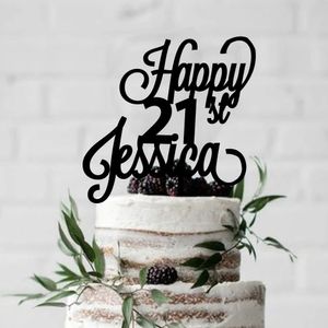 Strumenti per torte Personalizzato acrilico personalizzato 21esimo Buon Compleanno Cake Topper Glitter Oro Cupcake Topper Festa di Compleanno Torta Decora 231129