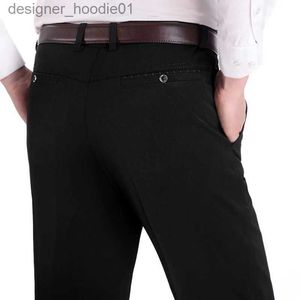 Herrbyxor Ny design Autumn Men Casual Pants Thick Loose Pant High midja raka byxor Affärsmode Pants Man Plus Size 29-40 L231129