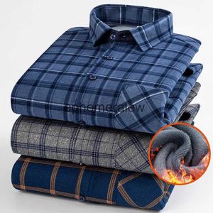 Camisas casuais masculinas deliy outono inverno mais lã iened dupla face xadrez camisa de manga comprida jovem casaco quente