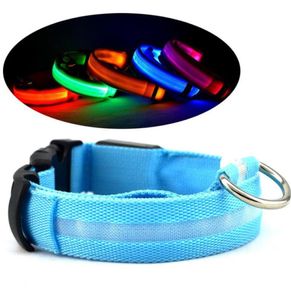 LED Nylon Dog Collar Dog Cat Harness Flashing Light Up Night Safety Pet Collars 8 Color XSXL Size Christmas Accessories fast4453229