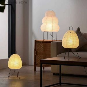 Table Lamps Japanese Wabi-sabi Tripod Floor Lamp Bedroom Bedside Living Dining Room Study Loft Decor Desk Light White Rice Paper Table Lamp YQ231129