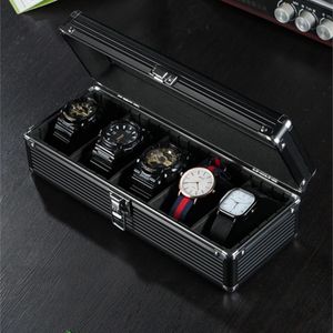 Titta på lådor Fall 1/3/5 Slots Aluminium Suitcase Case Display Storage Box Watch Storage Box Fall Titta på Bracket Clock Clock Box Tool Box 231128