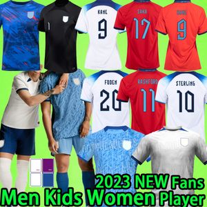 2023 Englands Soccer Jerseys Women Fans Player Version Men Sets Kids Kit 22 23 24 Girls Football Shirt manica lunga Kane Foden
