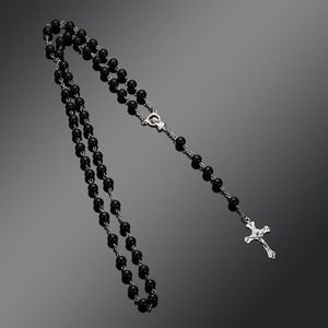 2020 New Fashion Handmade Round Glass Bead Catholic Rosary Quality Bead Cross Necklace Beads Cross Religious Pendants Necklace344d