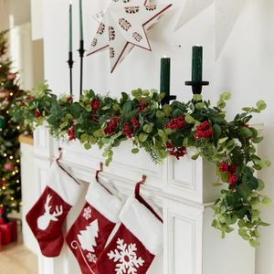 Falso floral vegetação guirlanda de natal artificial pinho cipreste decoração de natal para casa de casamento interior ao ar livre ano lareira 231128