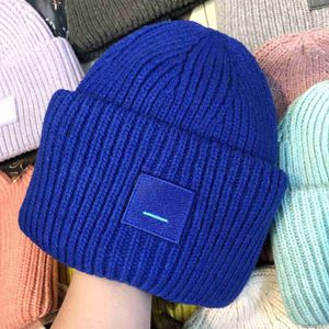 Winter Hat Designer Beanie Hats Designers Women AC Square Smiley Face Wool Sticked High Version Female Pullover Casual Warm ELASTIC FITTED CAPS 1UR7F