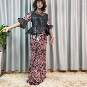 Ethnic Clothing Plus Size Sequins Maxi Dress African Long Party Dresses For Women Christmas Elegant Bodycon Robe Femme Vestidos Clothes