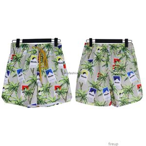 Designer Short Fashion Casual Clothing Beach Shorts Rhude Springsummer New High Street Fashion BR Coconut Tree Banner Printed Shorts Mens Loose Relaxed Cocatile B