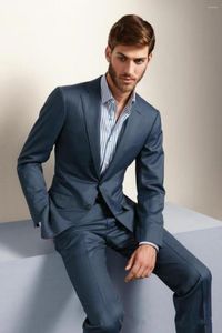 Ternos masculinos azul marinho clássico homem de casamento terno fino ajustado blazer de peito de blazer de 2 peças 2 peças ocasiões formais elegentdresses