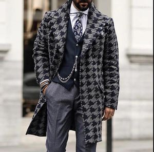 Men's Trench Coats Fashion European And American Winter Long Suit Collar Print Men's Coat