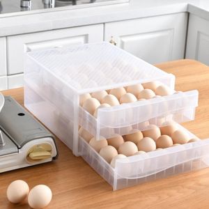 組織60グリッド卵ボックス引き出し二重層冷蔵庫キッチン収納ボックス卵ホルダースタッキング可能な収納ボックス卵コンテナケース